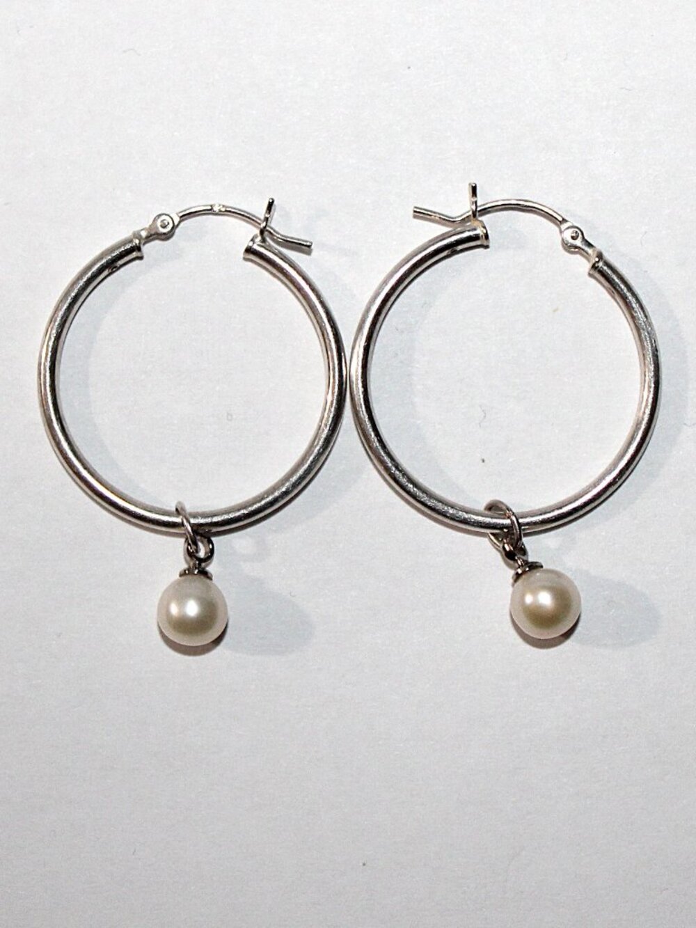 Sterling Silver Cultured Pearl Hoop Earrings